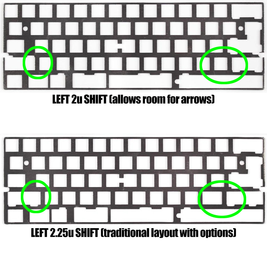 Universal 60 Percent Plate, Left shift 2U and 2.25u for DZ60 and more