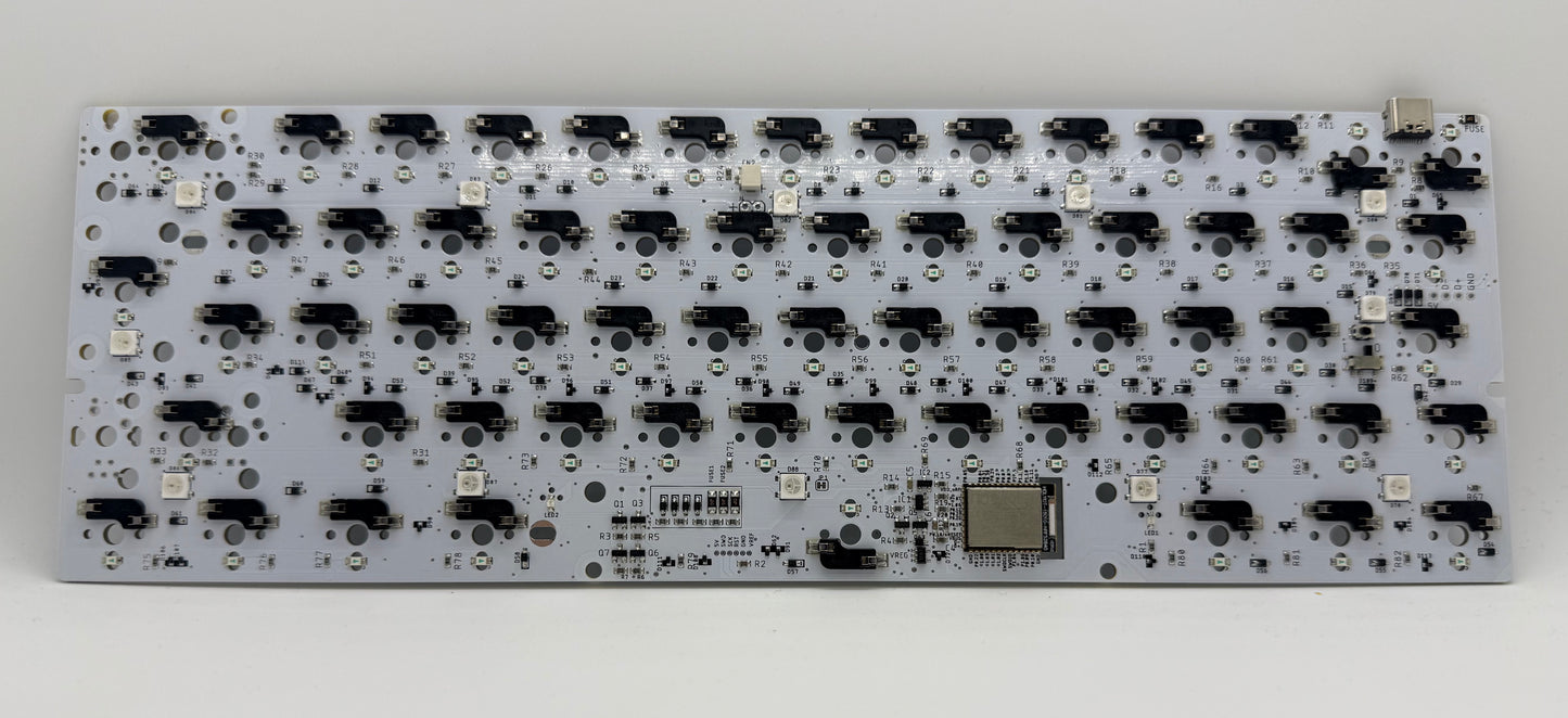 
                  
                    BT60v2 ISO Layout - 60% Wireless Hotswap Tray Mount PCB with RGB underglow and white LED
                  
                