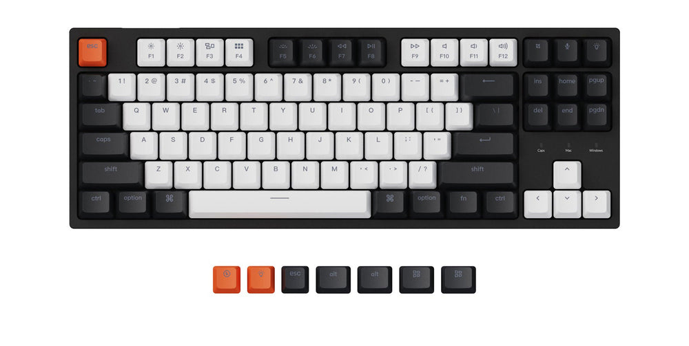 Custom Built Keychron C1 TKL White Backlit Hotswap Keyboard