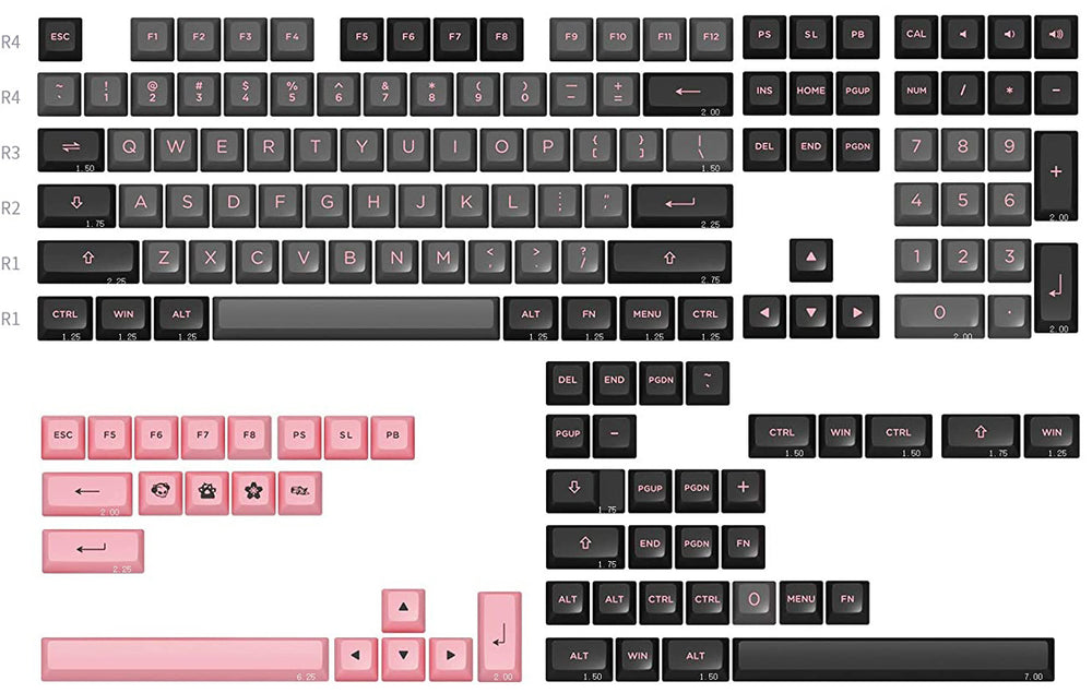 Black Pink ASA Profile PBT Doubleshot Keycaps