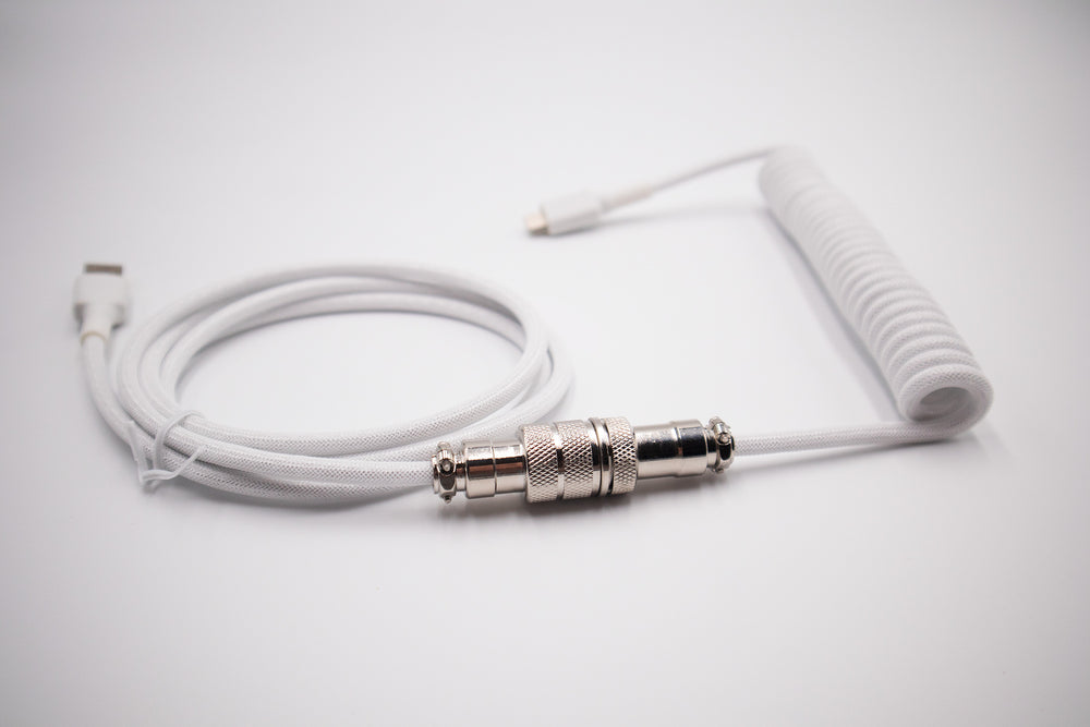 White Polished Aviator Custom Double Sleeved USB Cables