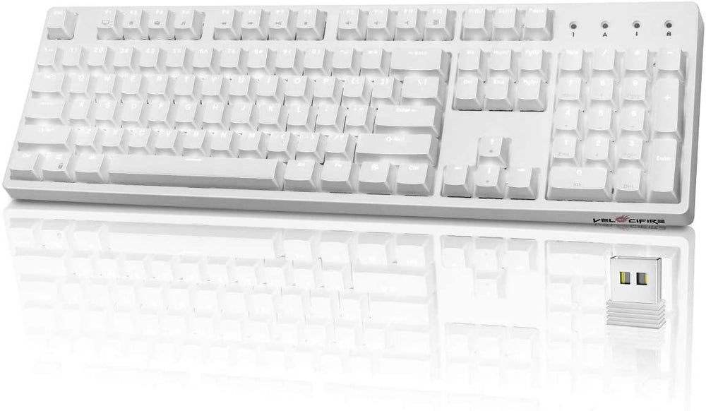 Custom Built White VM02WS Hotswap Wireless 2.4ghz Full Size 104 key Mechanical Keyboard