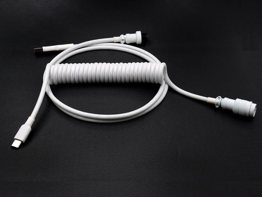 Whiteout Coiled Aviator Custom Double Sleeved USB Cables